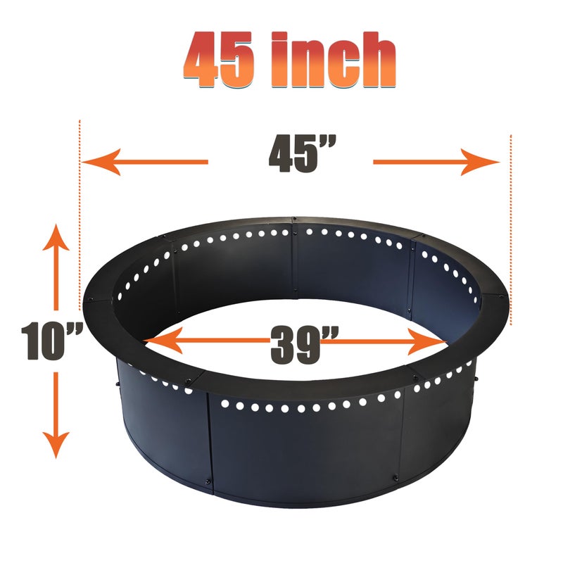 SoulMate Outdoor 45-Inch Outer/39-Inch Inner Fire Pit Ring Smokeless,Duty Solid Metal Steel Round Firepit Rim Insert for DIY Fire Pits, Outdoor Above or In-Ground, Camping Garden Patio Backyard. - Image 2