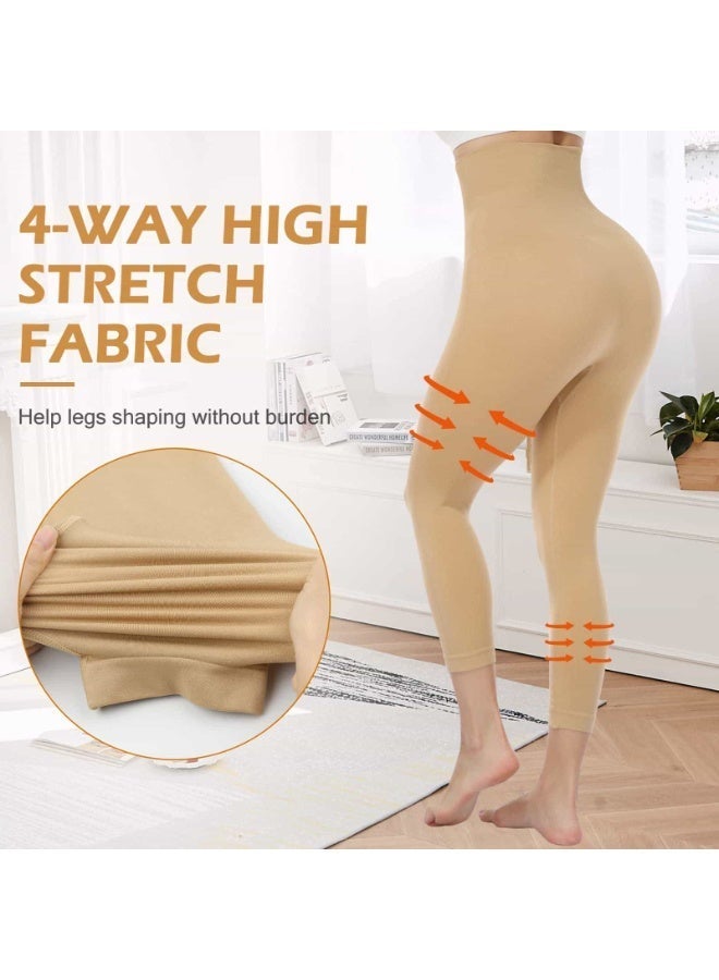 AZMARO High Waist Medical Compression Leggings, Graduated Pressure Opaque Tights for Varicose Veins Relief, Postpartum Tummy Control — Size L (Nude) - Image 4