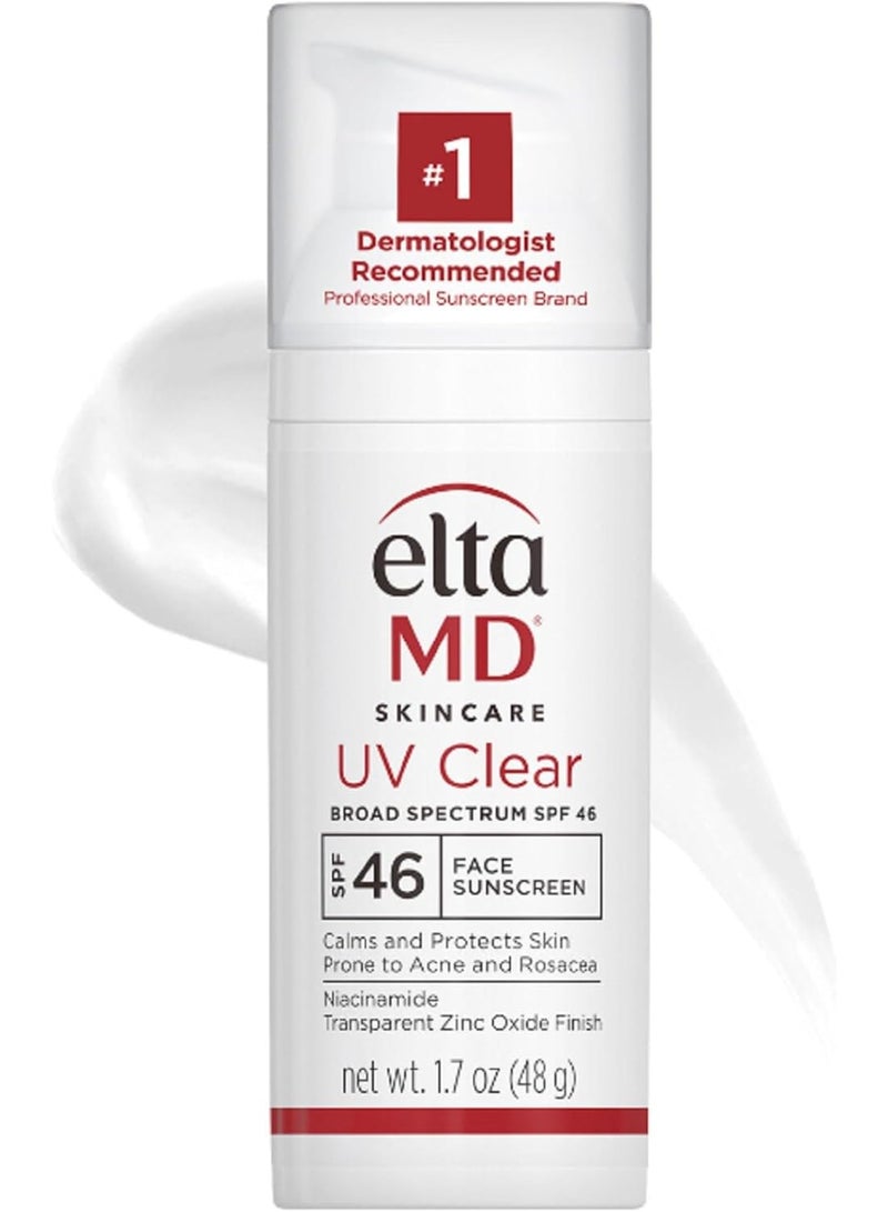 ايتا ام دي واقي شمس للوجه بعامل حماية من الأشعة فوق البنفسجية وحماية الشمس 46 واسع الطيف للبشرة الحساسة والمعرضة لحب الشباب التامد خالي الزيوت والمعادن مع اكسيد الزنك 48 مل غسول SPF - Image 1