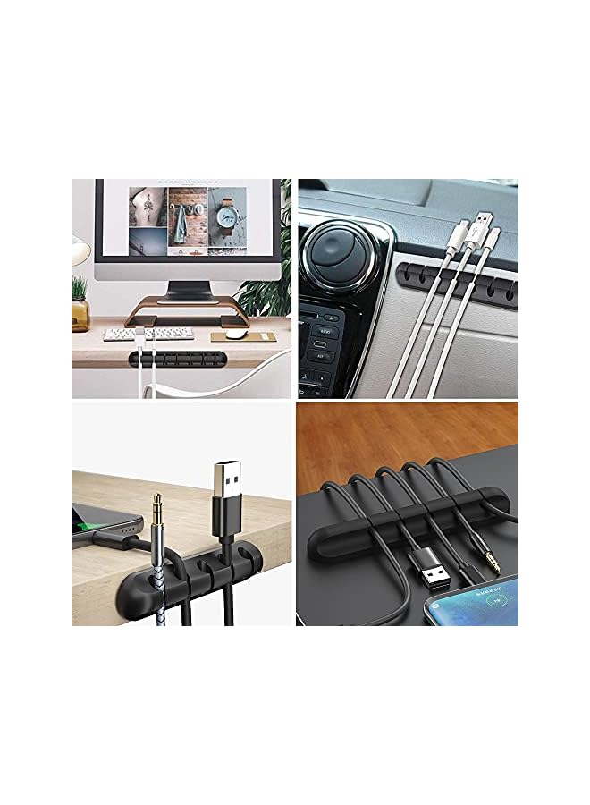 Green Tiger Cable Clips Holder Cord Management Organizer 3PCS, Self Adhesive Cord Holders for Power Cords and Charging Accessory Cables, Desktop Organizer Car Organizer Mouse cable PC Office and Home Black - Image 2