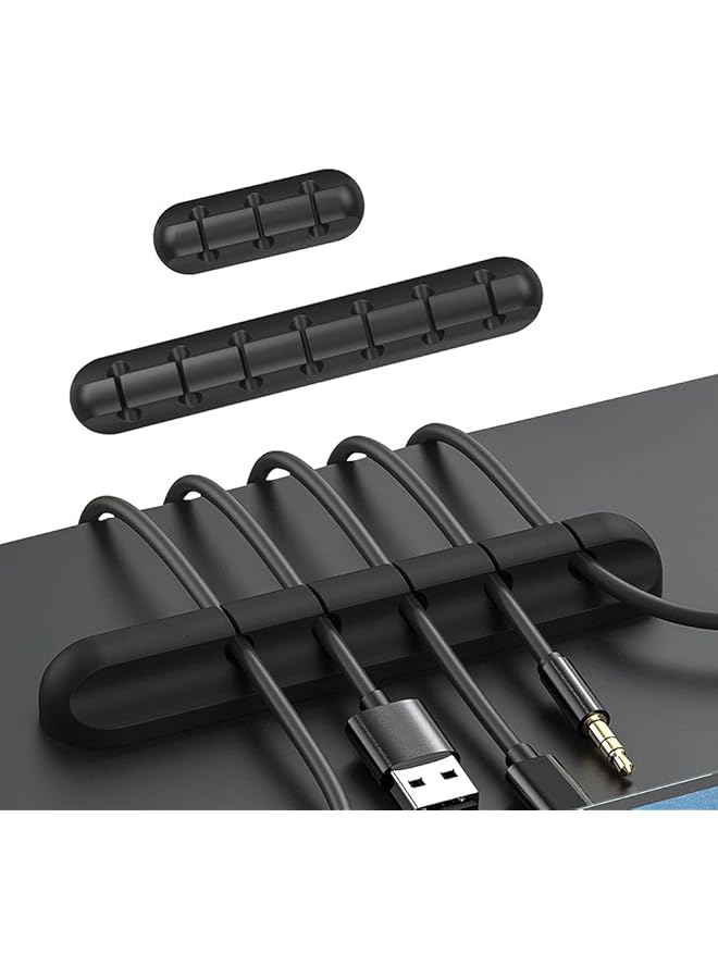 Green Tiger Cable Clips Holder Cord Management Organizer 3PCS, Self Adhesive Cord Holders for Power Cords and Charging Accessory Cables, Desktop Organizer Car Organizer Mouse cable PC Office and Home Black - Image 1