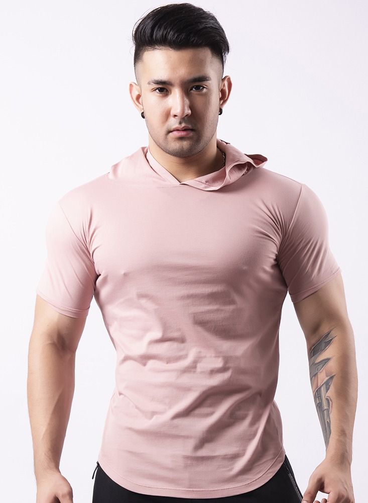 Loquat Men Quick Dry Breathable Sports T-Shirt Pink  - Image 1