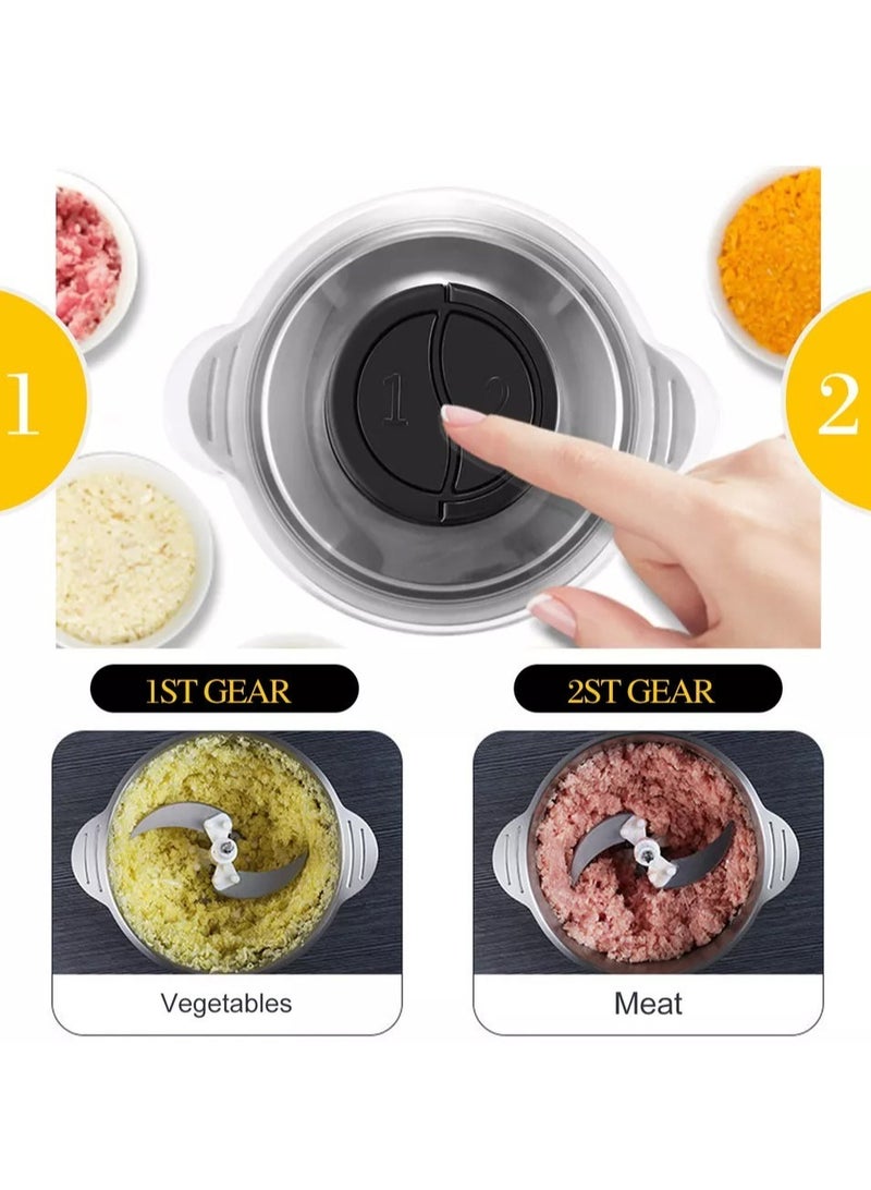 عربست مفرمة اللحم الكهربائية 3L متعددة الوظائف الفولاذ المقاوم للصدأ المطبخ الغذاء المعالج للحوم الخضروات البصل والثوم والفواكه والمكسرات 2-سرعة التحكم الغذاء المفرمة للمطبخ المنزلي المطاعم - Image 4