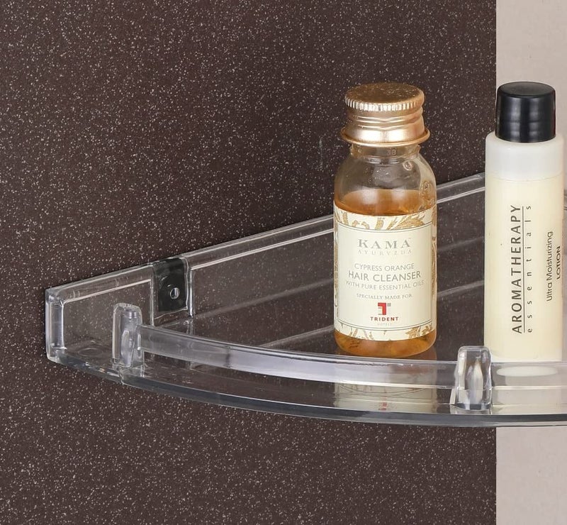 iSTAR Clear Transparent Plastic Soap Dish Tooth Brush Holder Home Acrylic Bathroom Faucets Accessories Corner Acrylic Wall Shelf 10 x 10 inch (Number of Shelves - 1, Clear) - Image 2