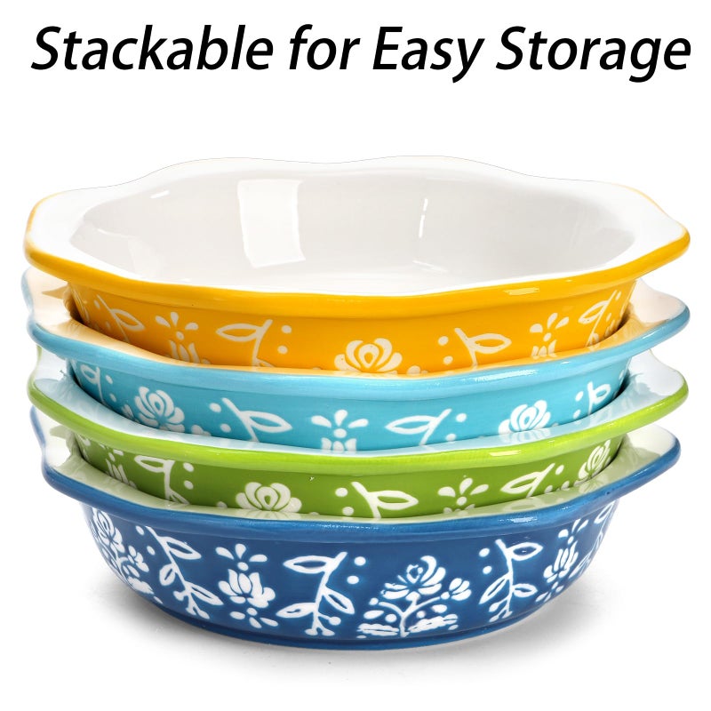 Bekith 4 Pack Ceramic Mini Pie Pans, 6 Inches Fluted Dish Pie Plate, Nonstick Small Quiche Baking Dish Mini Tart Pan, Microwave & Oven Safe - Image 4