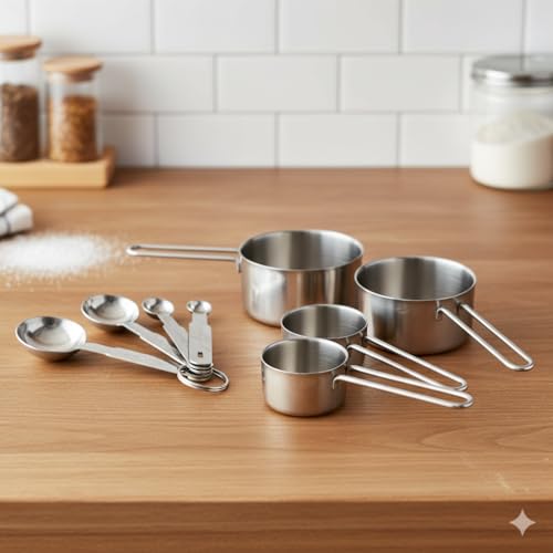 Human Hydro Stainless Steel Measuring Cups and Spoons Set – 8 Pieces | for Baking and Cooking | Measure Dry or Liquid Ingredients | Durable, Rust-Free & Dishwasher Safe - Image 2