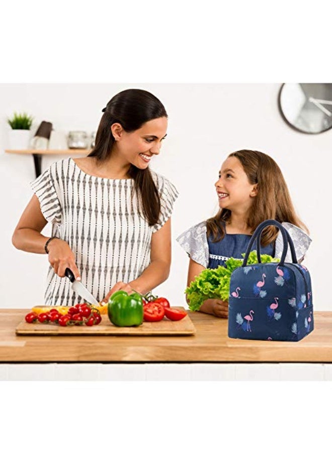 Binoster Binoster Insulated Lunch Bag Tote Bag for Women Wide Open Insulated Cooler Bag Water-resistant Thermal Leak-Proof Lunch Organizer For Men Girls Outdoor Picnic Work (Dark Blue) - Image 5