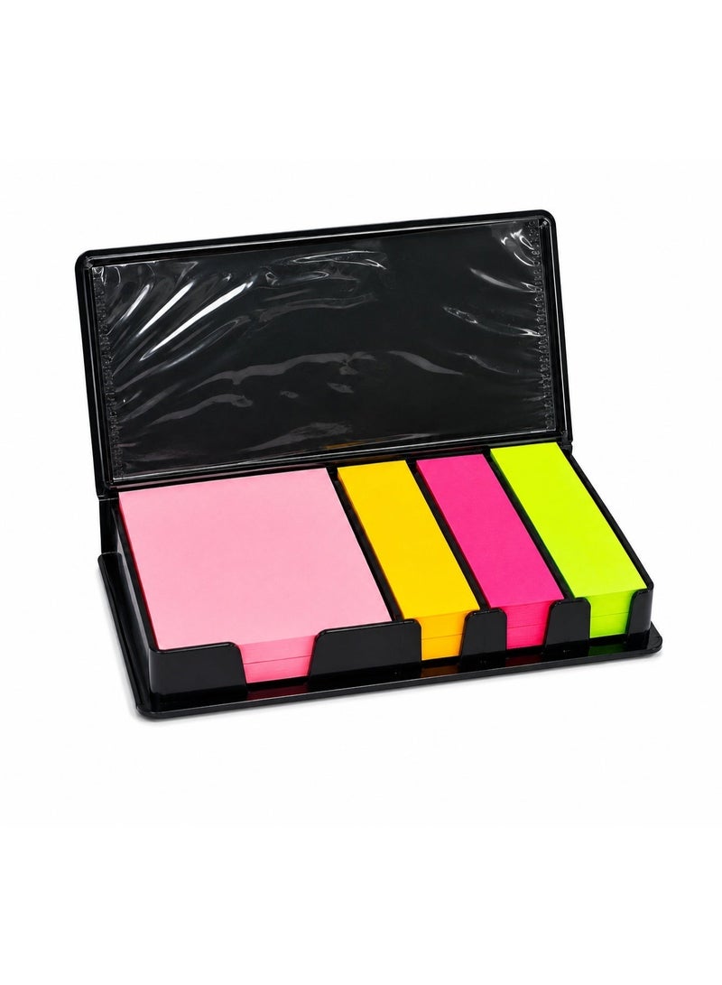 Sticky Notes Set with Case, 4 Color Self-Adhesive Memo Pads & Index Tabs, Portable Page Marker Bookmark Notes for Office, School, Study, Planner & Stationery - Image 1