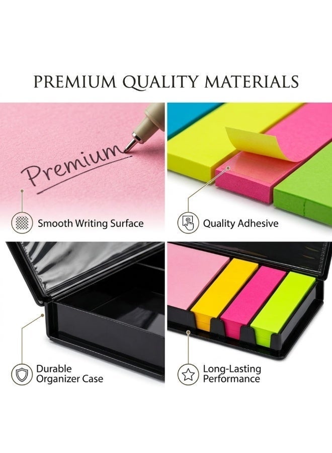 4-Color Sticky Notes Set with Portable Case – Self-Adhesive Memo Pads & Index Tabs for Office, School, Study, Planner & Bookmarking - Image 5