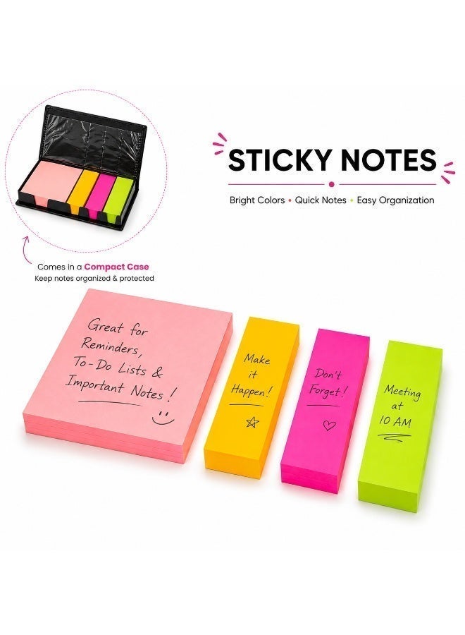 Lukadah Sticky Notes 4 Colors – Self Adhesive Sticky Notes with Compact Case – Colorful Sticky Note Pads for Office, School, Home & Study – Writable Notes for Planner, Reminder, To-Do List & Desk Organization - Image 1
