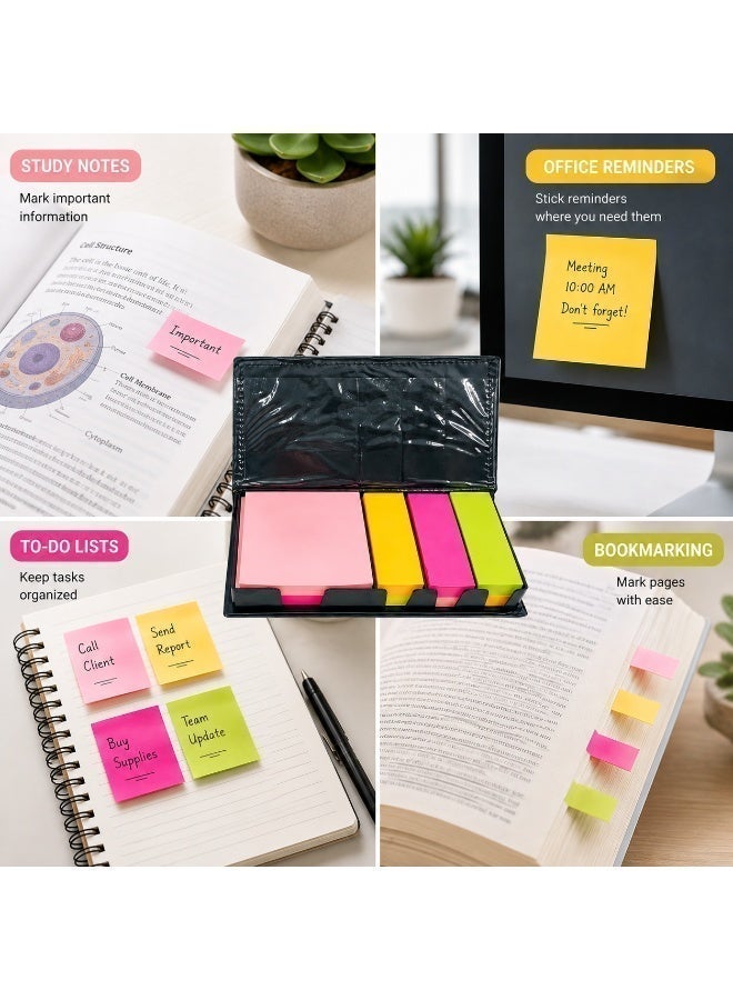 Lukadah Sticky Notes 4 Colors – Self Adhesive Sticky Notes with Compact Case – Colorful Sticky Note Pads for Office, School, Home & Study – Writable Notes for Planner, Reminder, To-Do List & Desk Organization - Image 2