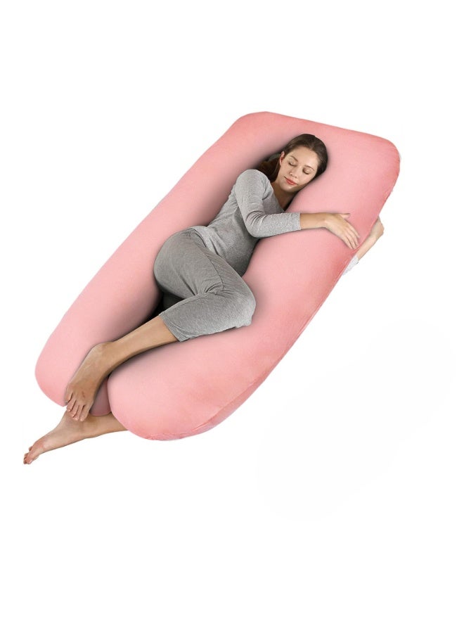Bluejw 80x155cm U-Shaped Full Body Cotton Pregnancy Pillow, Detachable Soft & Comfortable Maternity Pillow with Positioner for Sleeping - Image 1