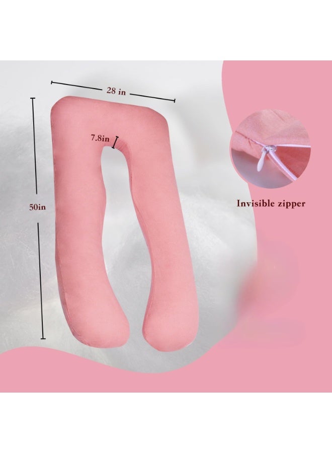 Bluejw 80x155cm U-Shaped Full Body Cotton Pregnancy Pillow, Detachable Soft & Comfortable Maternity Pillow with Positioner for Sleeping - Image 2