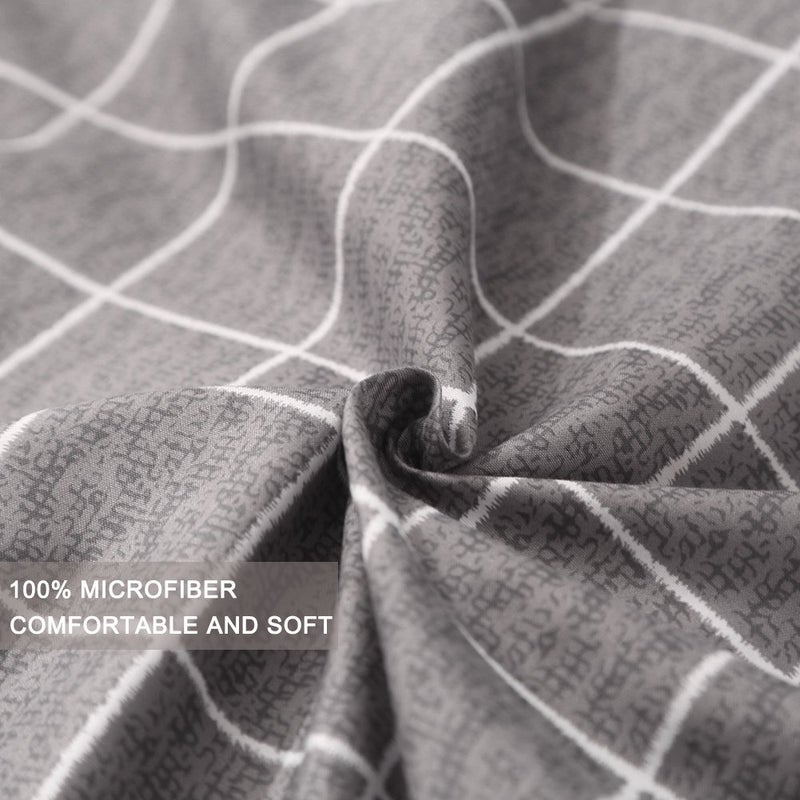 Nanko Queen Duvet Cover Set Gray, 3 Pieces 1200 TC Luxury Microfiber Down Comforter Quilt Bedding Cover with Zipper Closure, Ties - Organic Modern Style for Men and Women, Plaid - Image 5