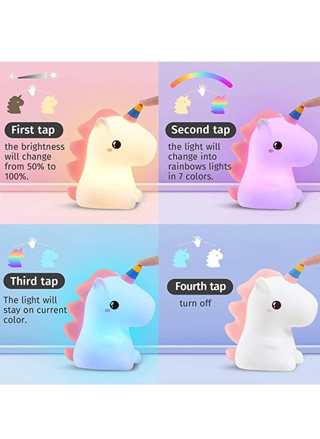 Kelesa - Unicorn Night Lights for Girls Bedroom,16 Colors Night Light for Kids, LED Rechargeable Unicorn Lamp, Unicorns Gifts for Girls Night Light, Silicone Night Light Kids Stuff - Image 1