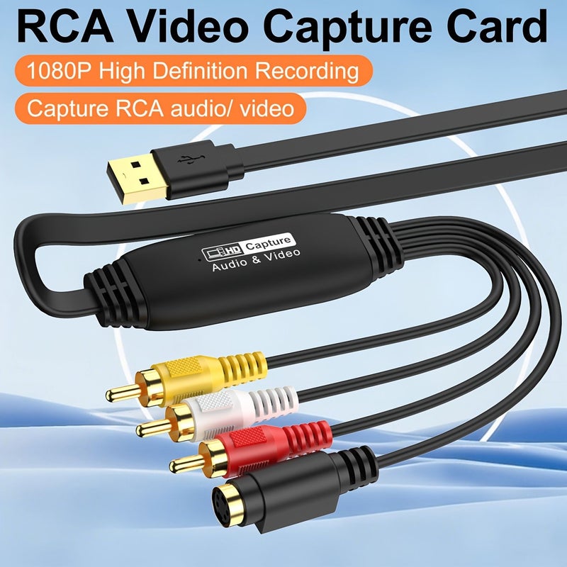 بطاقة التقاط الفيديو USB 2.0 RCA محول VHS إلى رقمي لنظامي Mac وWindows - Image 1