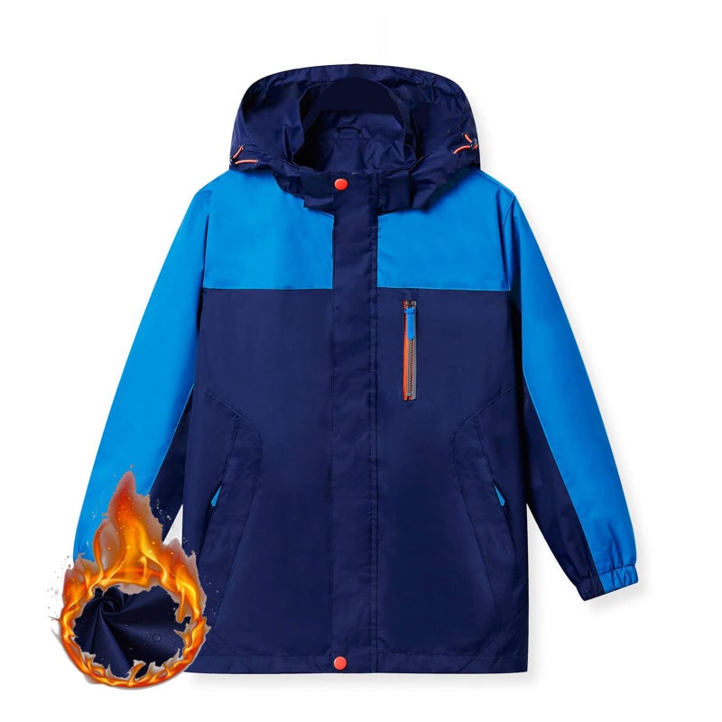 KID1234 Boys Waterproof Skiing Jacket Kids Hooded Fleece Winter Snowboard Jackets Rain Jacket Lightweight Rain Coat - Image 1