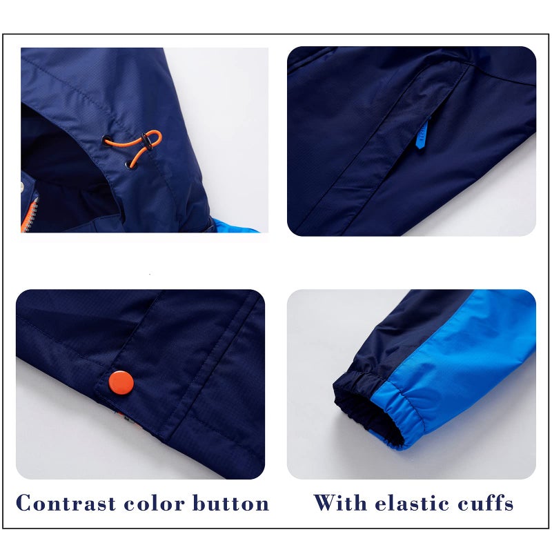 KID1234 Boys Waterproof Skiing Jacket Kids Hooded Fleece Winter Snowboard Jackets Rain Jacket Lightweight Rain Coat - Image 3