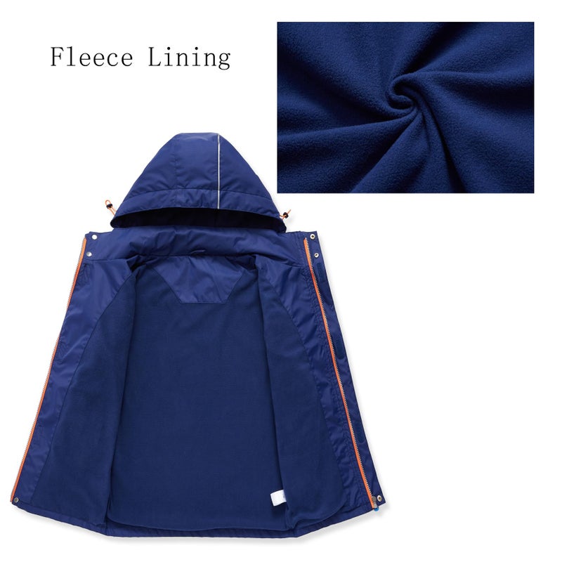 KID1234 Boys Waterproof Skiing Jacket Kids Hooded Fleece Winter Snowboard Jackets Rain Jacket Lightweight Rain Coat - Image 2