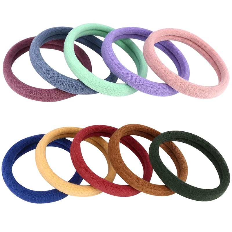 BAOLI 100PCS Colorful Large Hair Ties, Cotton Hair Bands Seamless Ponytail Holders for Women, Hair Elastics No Damage, 10 Colors by - Image 1