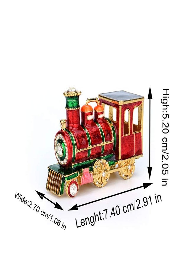 Furuida Mini Steam Train Jewelry Trinket Box Hinged Enameled Crystal Ornaments Gift for Home Decor - Image 3