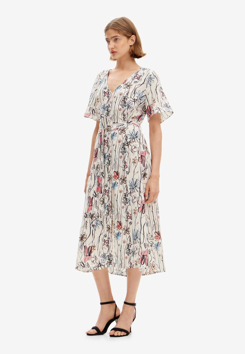 Desigual Women's Floral Midi Dress White - Image 3