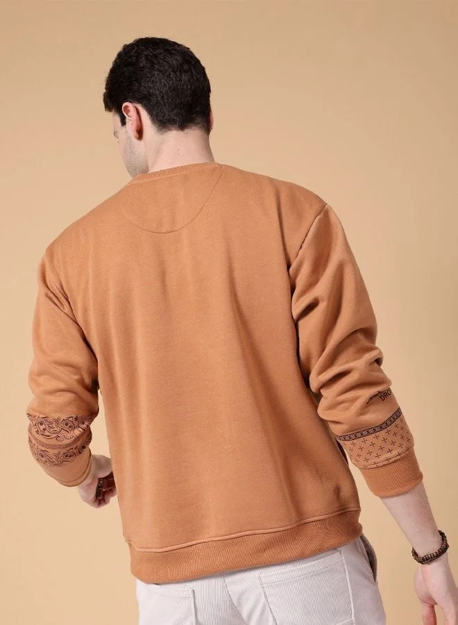 The Indian Garage Co  The Indian Garage Co Men Relaxed Fit Paisley Crew Neck Full Sleeves Sweatshirt  | Best Price UAE