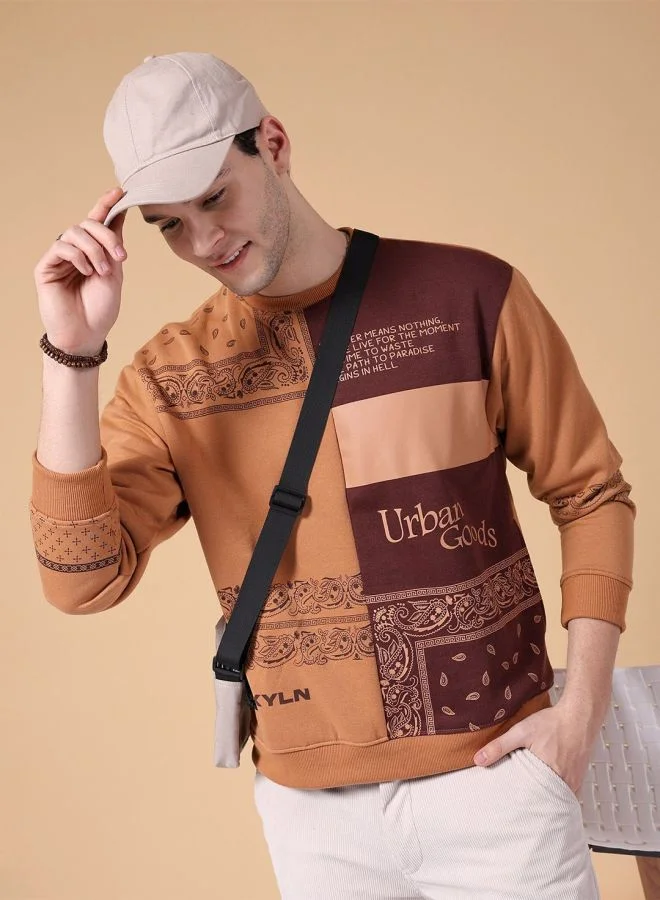 The Indian Garage Co  The Indian Garage Co Men Relaxed Fit Paisley Crew Neck Full Sleeves Sweatshirt  | Best Price UAE