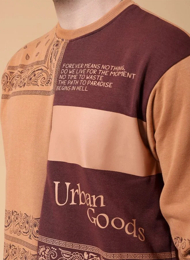 The Indian Garage Co  The Indian Garage Co Men Relaxed Fit Paisley Crew Neck Full Sleeves Sweatshirt  | Best Price UAE