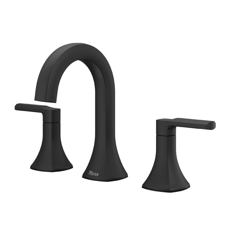 Pfister Vaneri Bathroom Sink Faucet, 8-Inch Widespread, 2-Handle, 3-Hole, NSF Certified, Matte Black Finish, LF049VRIBB - Image 1