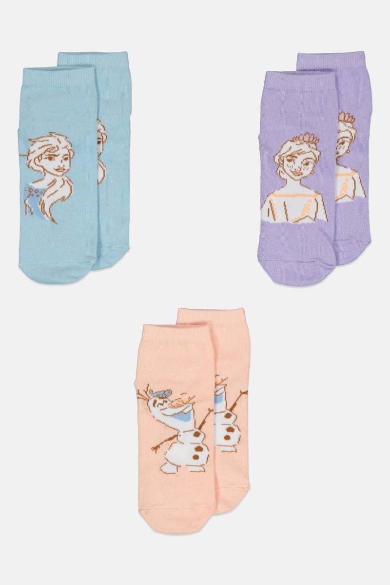 Disney Kids Girl 3 Pairs Graphic Print Socks, Multicolor - Image 4