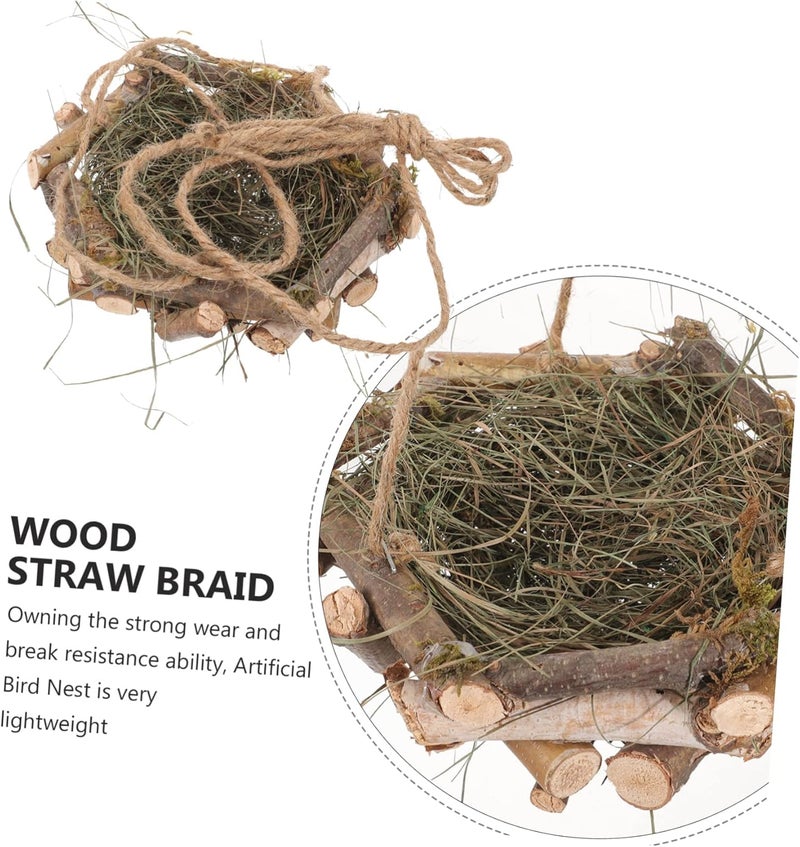 Bird Nest Decor Straw Woven Pendant Unique Garden Ornament Parakeet Nest Accessory - Image 3