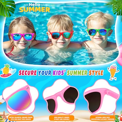 INNOCHEER Kids Sunglasses Bulk - 24 Pack UV400 Protection for Boys Girls 3-10, Party Favor Goodie Bags Stuffers, Summer Pool Beach Birthday Party Favors - Image 4