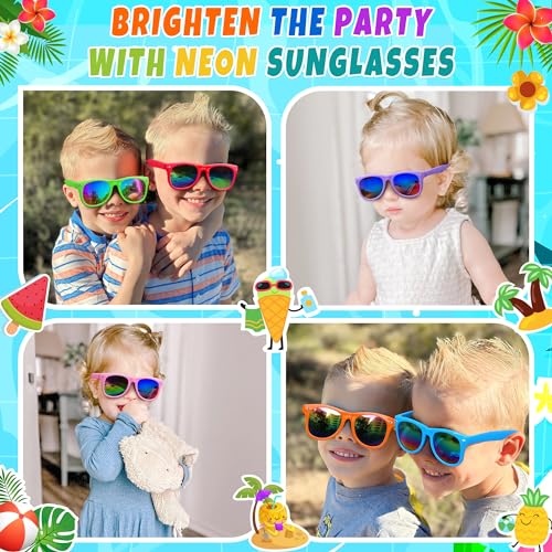 INNOCHEER Kids Sunglasses Bulk - 24 Pack UV400 Protection for Boys Girls 3-10, Party Favor Goodie Bags Stuffers, Summer Pool Beach Birthday Party Favors - Image 5
