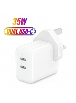 محول بقدرة 35 وات وبمنفذي USB-C لهاتف آيفون سيريس 14/13 أبيض - view 2