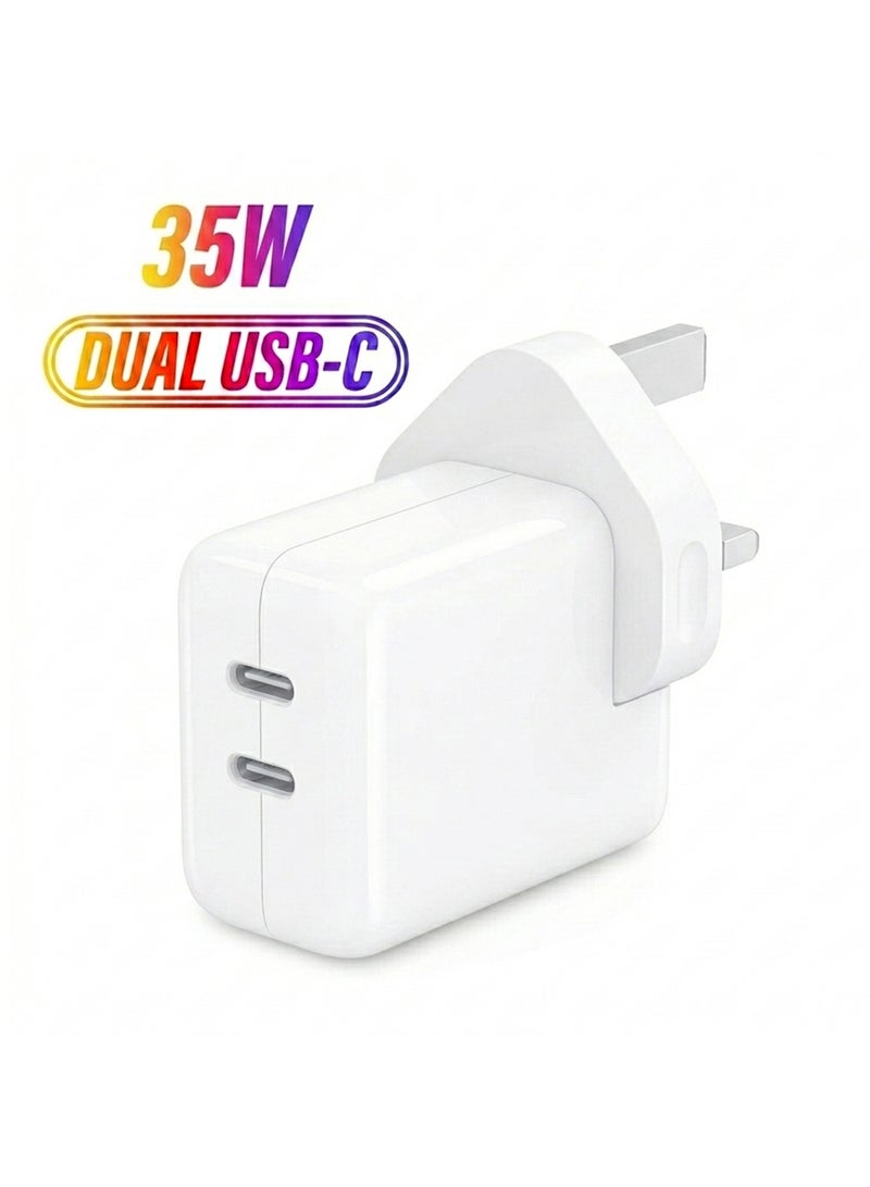 Apple 35W Dual USB-C Power Adapter For iPhone White - Image 2