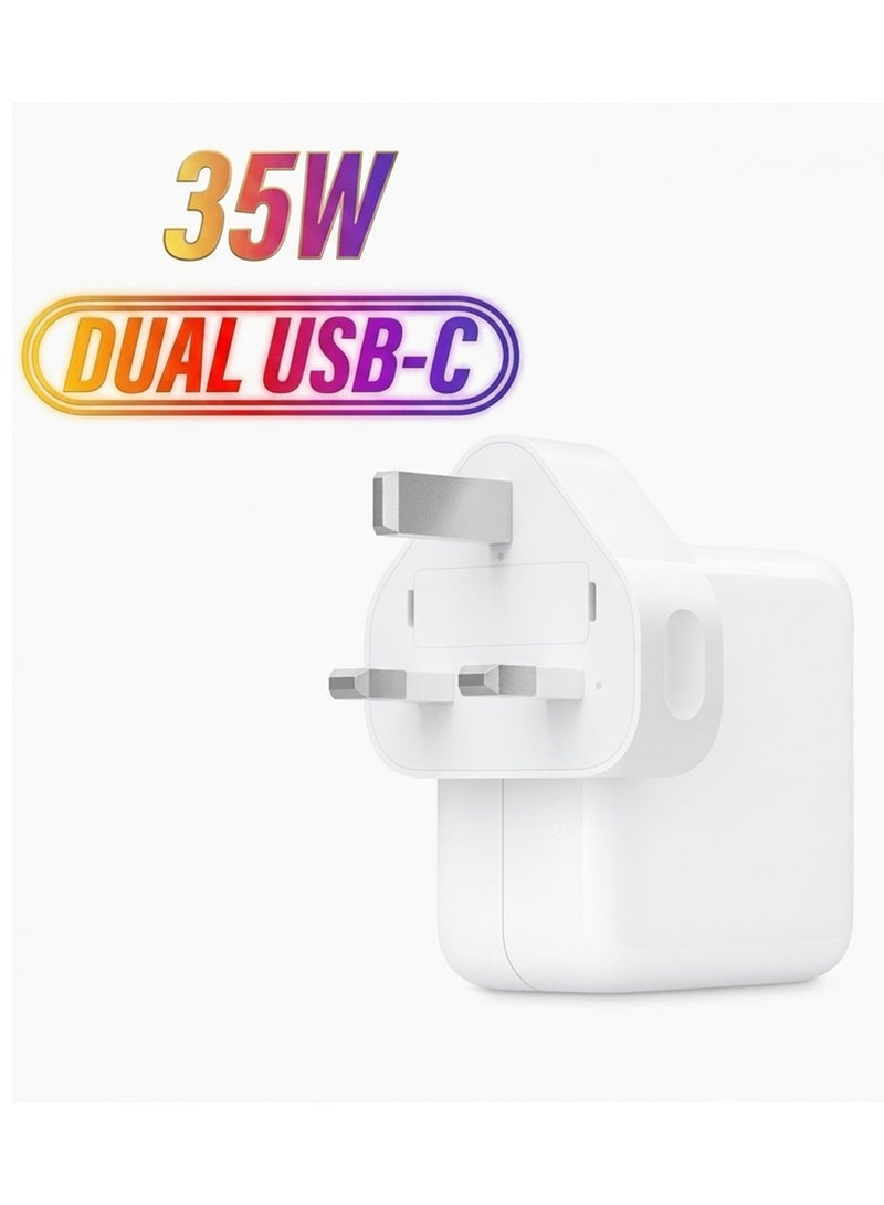Apple 35W Dual USB-C Power Adapter For iPhone White - Image 1