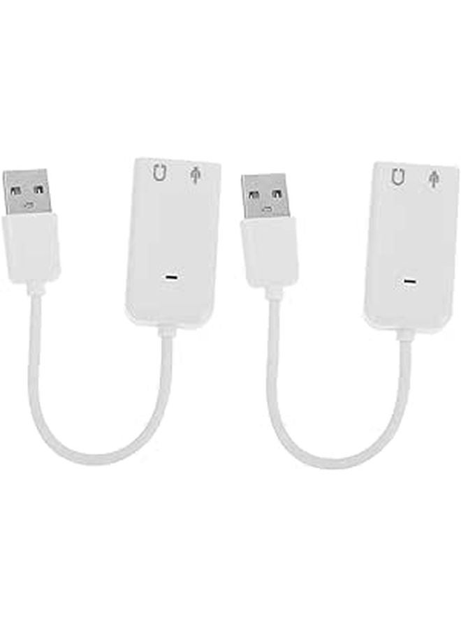 2Pcs USB External Sound Card Adapter with Microphone Input and Headphone Output for Laptop Audio Noise Reduction - Image 1