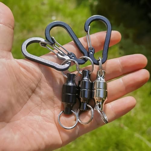 Inf-way 3pcs Super Strong Magnet Split Rings Keychain Hook Hangers Magnetic Net Release Holder/Refrigerator Magnets (Stainless Steel-Max Load 10lbs) - Image 4