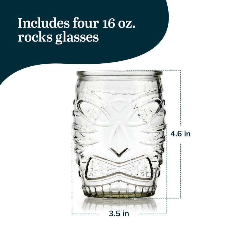 Libbey 4 Piece Modern Bar-Tiki Double Old Fashioned Glass Set, One Size, Clear - Image 3
