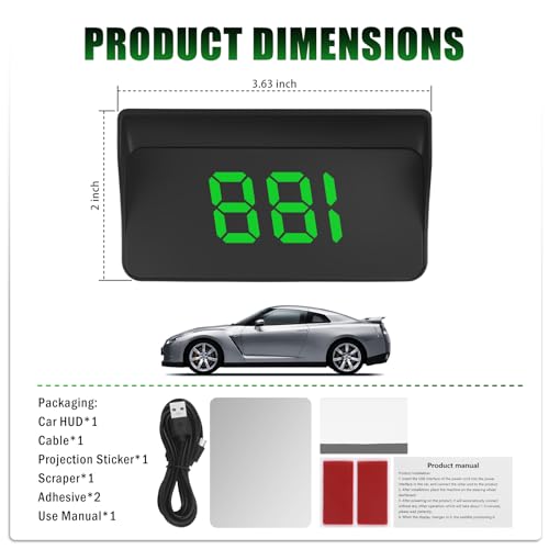 VKQTS GPS Heads up Display for Cars with HD Large Font,USB Plug & Play Digital Speedometer for Car with Adjustable Brightness,Universal Car HUD Head up Display for Speed Displays - Image 2