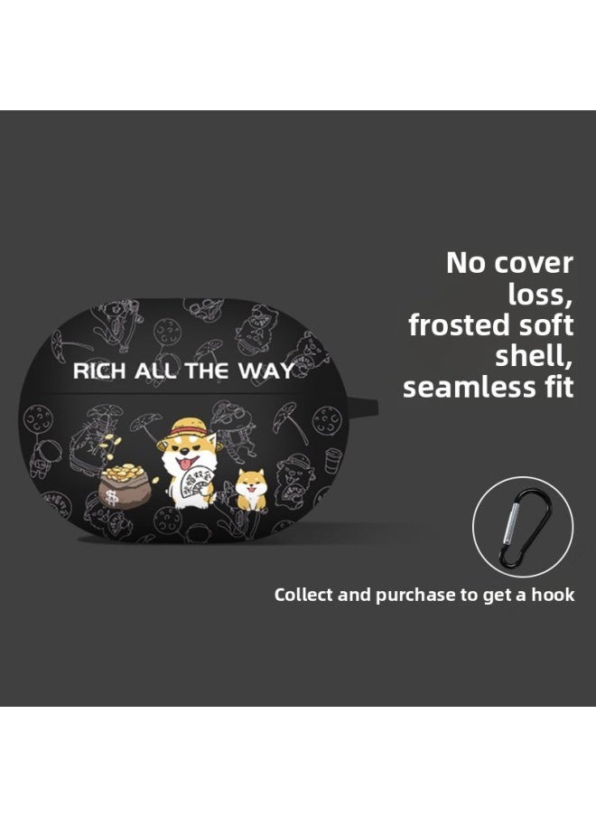 Generic - For HuaweiFreeBuds Pro4 Bluetooth Headset Protective Case Pro3 Frosted Soft Case Clip Protective Case SE2-Color:Black Lion Awakening [free Hook]-Model:For HuaweiFreeclip - Image 1