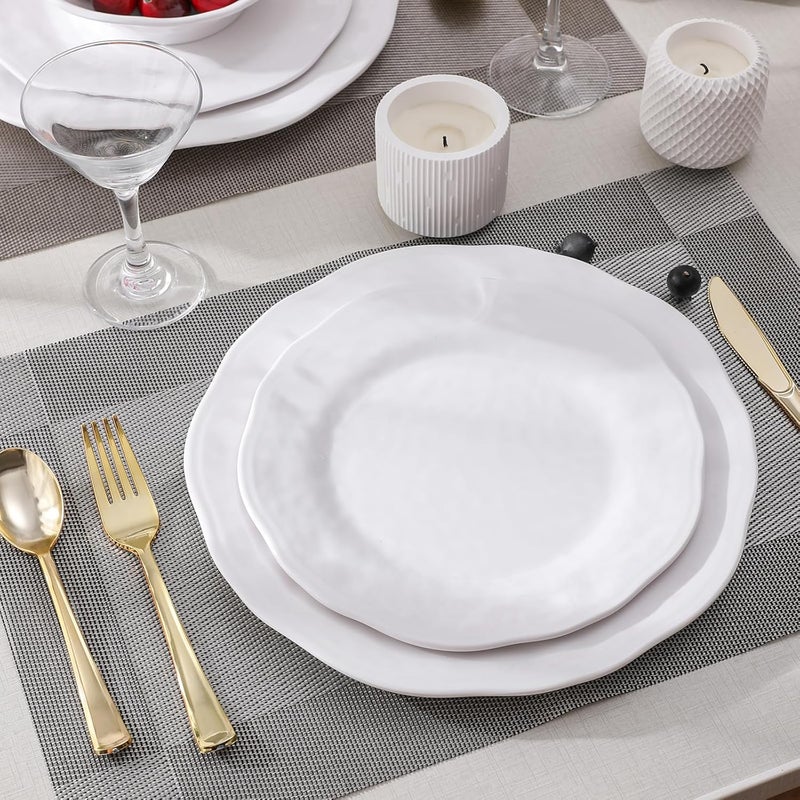ZAROCRUS White Melamine Dinnerware Set 18 Pcs Lightweight and Unbreakable Outdoor Plates and Bowls Sets Camping Melamine Dishes Set for 6 Chip Resistant Kitchen Plates for Indoor and Outdoor Use - Image 3