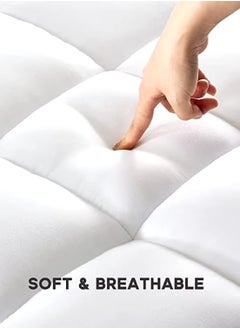 Asraar Premium 10 cm Thick Cotton Mattress Topper with Soft Cotton Filling - Breathable Bed Pad with Fitted Corner Edges - Enhances Comfort and Support for Better Sleep - Soft Fluffy Mattress Protector for Back Pain Relief, Deep Pocket Mattress Cover, Size - 200 x 120 cm White  - Image 4