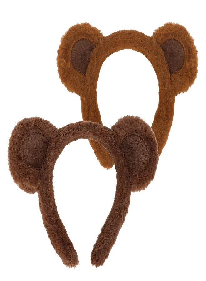 Semato 2 Pcs Brown and Dark Brown Bear Ears Headband Cute Costume Headwear Fashion Hairband Hair Accessories for Adult Party Decoration - Image 1