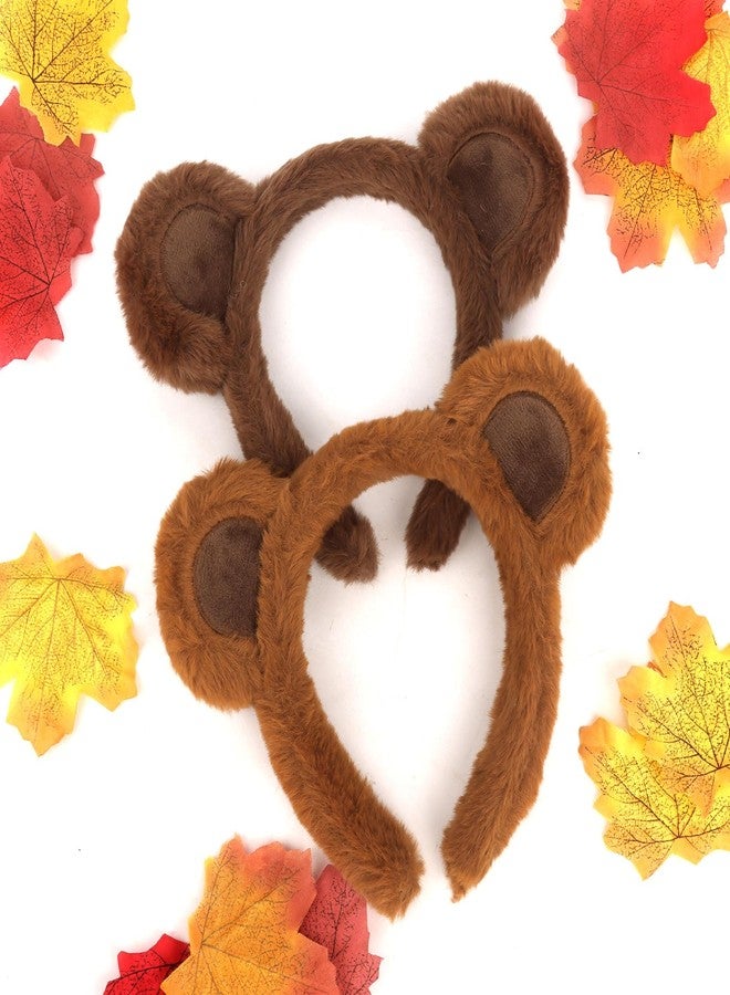 Semato 2 Pcs Brown and Dark Brown Bear Ears Headband Cute Costume Headwear Fashion Hairband Hair Accessories for Adult Party Decoration - Image 3