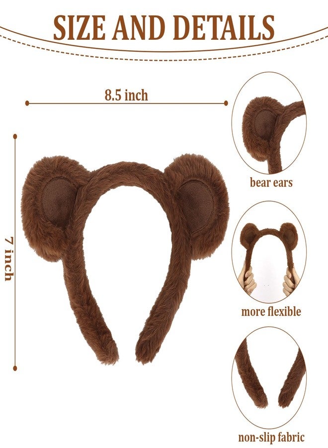 Semato 2 Pcs Brown and Dark Brown Bear Ears Headband Cute Costume Headwear Fashion Hairband Hair Accessories for Adult Party Decoration - Image 2