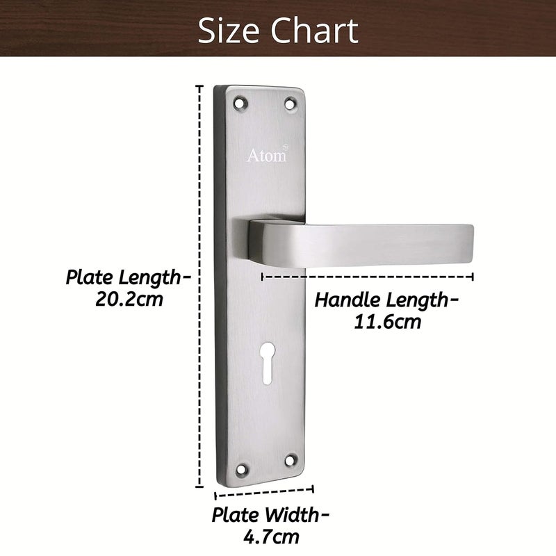 ATOM Main Door Mortise Lock with Handle,Bedroom, Bathroom, Silver Satin Antique Finish | 3 Keys | 6 Lever Double Stage Lockset for House Hotel Office(803KY) - Image 5