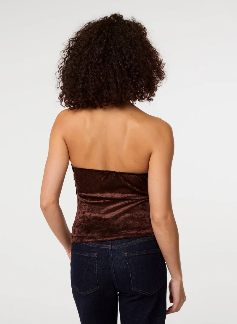 Pink Vanilla Soft Shimmer Velvet Texture Bra Cup Top