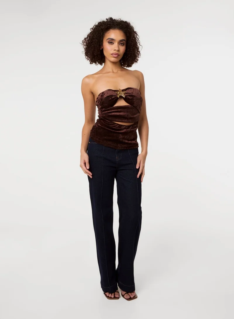 Pink Vanilla  Soft Shimmer Velvet Texture Bra Cup Top for Women | Best Price UAE